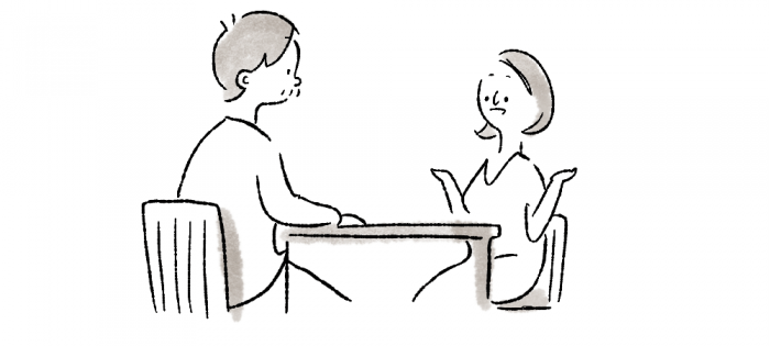 男性と女性が話しているイラスト