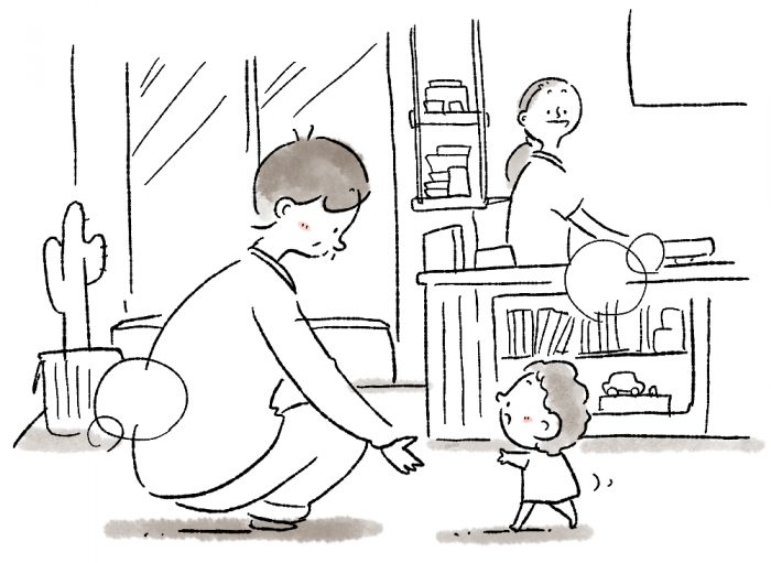子供と遊ぶ父親のイラスト