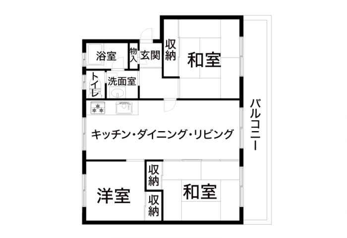 センターイン型の間取り図