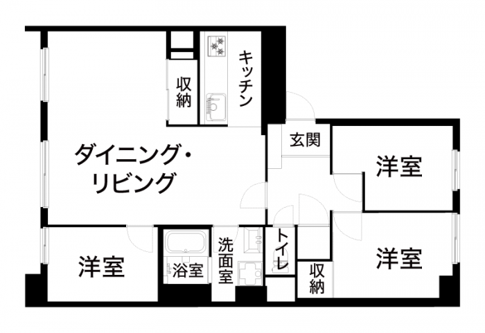 センターイン型の間取り図