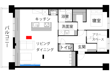 ホームプロジェクターの設置位置を示した間取り図