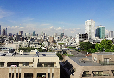 東京タワーも見える中古マンションの屋上からの眺望